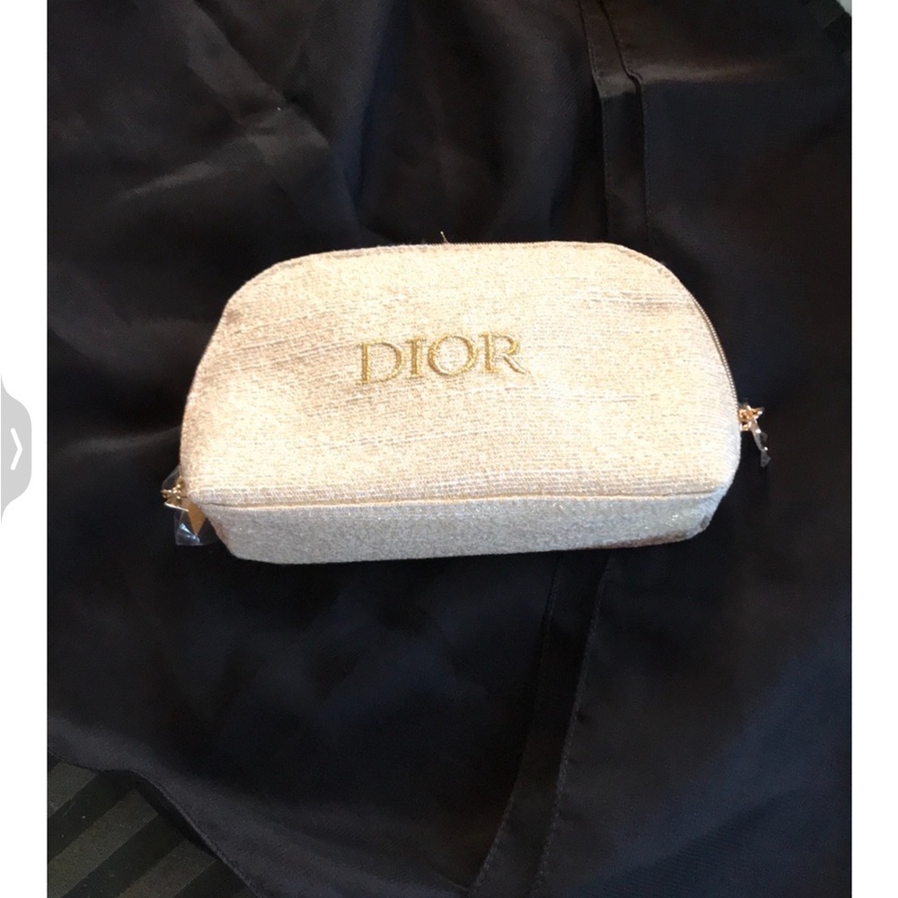 Dior Elegant Gold and Cream Cosmetic Bag